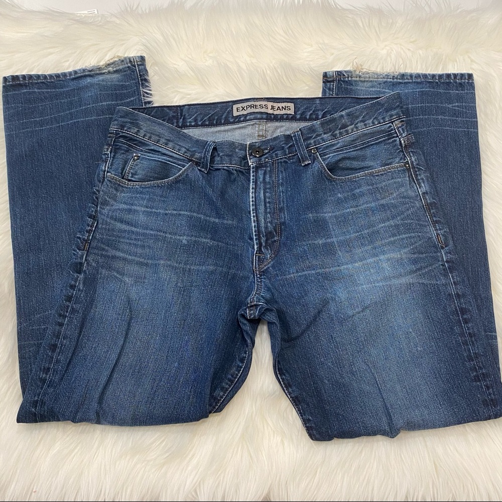 Express Kingston Classic Bootcut Jeans Distressed